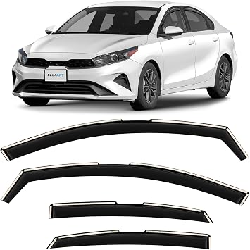 CLIM ART in-Channel Incredibly Durable Rain Guards for Kia Forte 2019-2024, Original Window Deflectors, Vent Window Visors, Vent Deflector, 4 pcs. - 619103