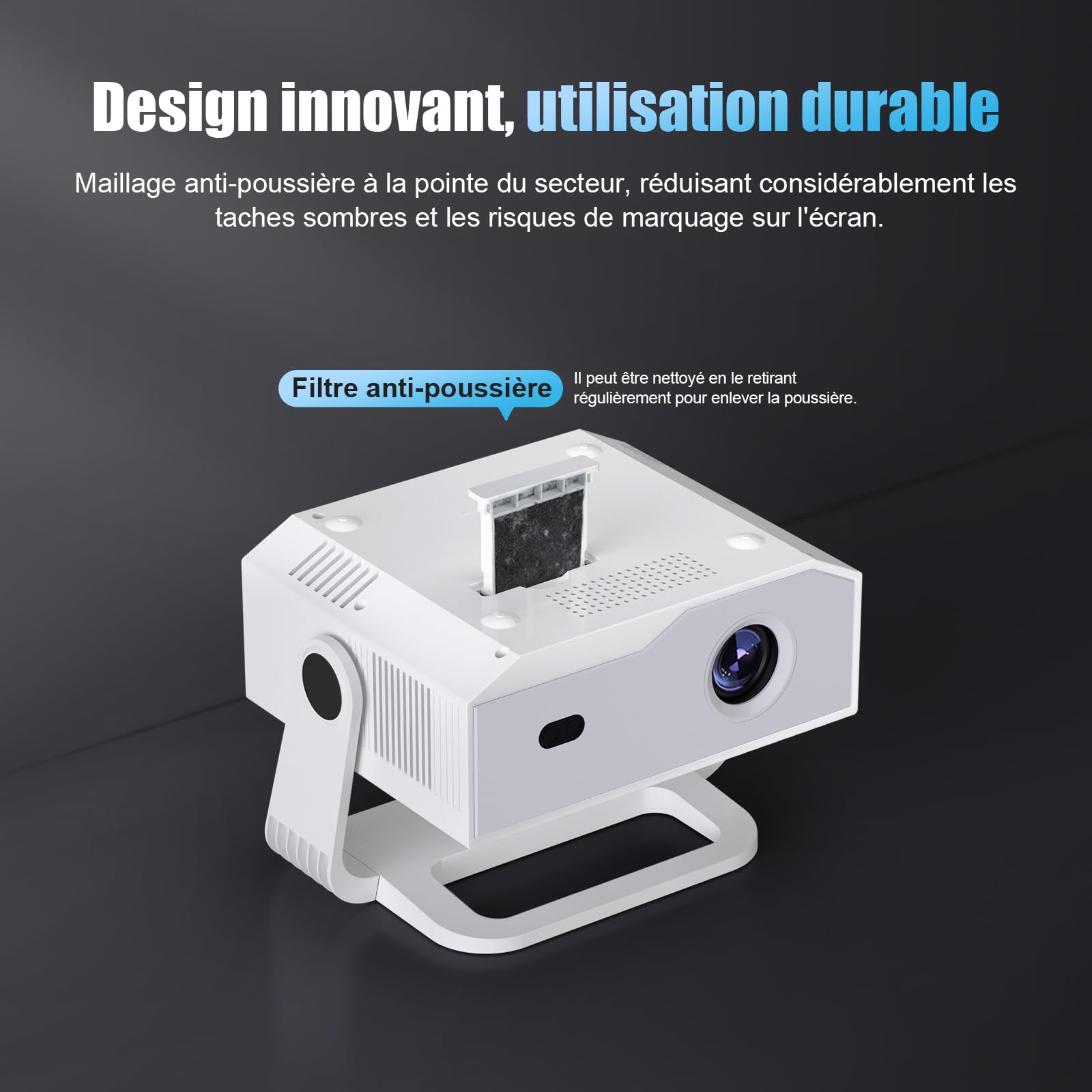 [2026 Version Améliorée] Android Videoprojecteur 4K &1080P WiFi et Bluetooth Focus électronique Correction à 270 Degrés Retroprojecteur Portable pour HDMI/TV Stick/Laptop