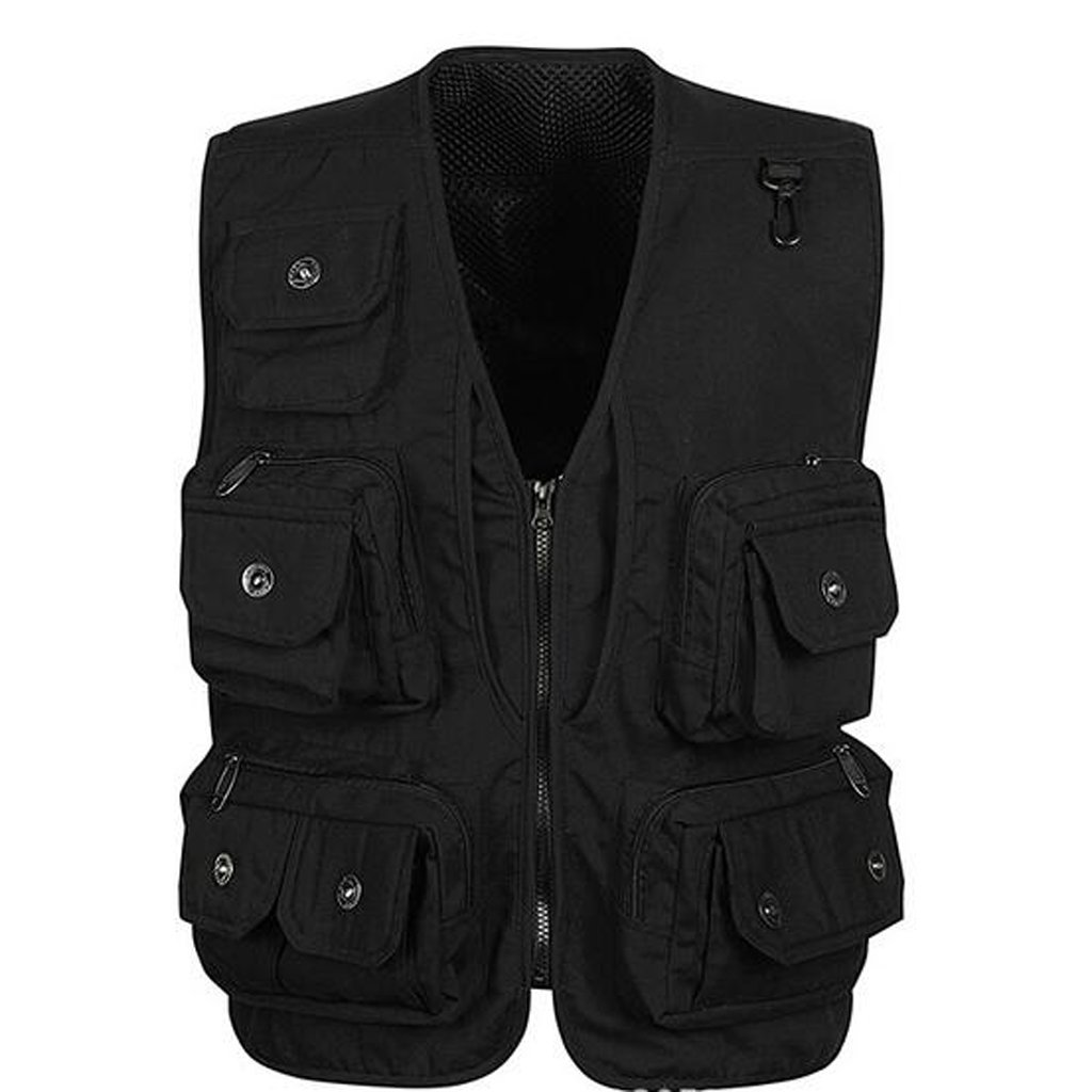 magideal Multi-pocket Meshing Lining Fly Fishing Vest Photographer Jacket Black XXL-picture-28