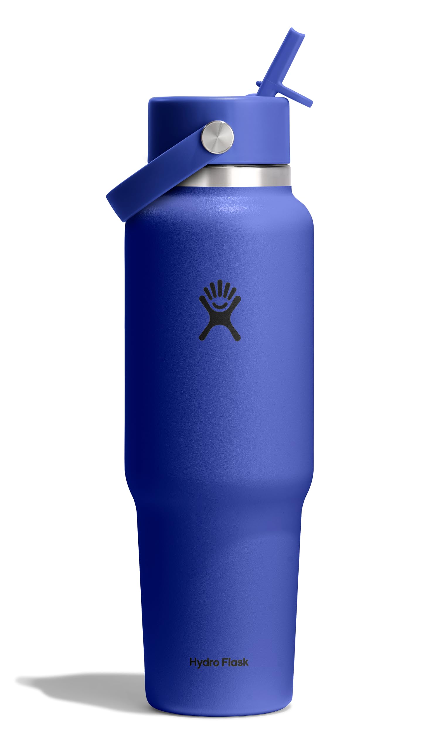 Photo 1 of Hydro Flask Travel Water Bottle - Insulated Stainless Steel - Wide Straw Lid, Non Spill, Leakproof in 40 Oz Capri Blue