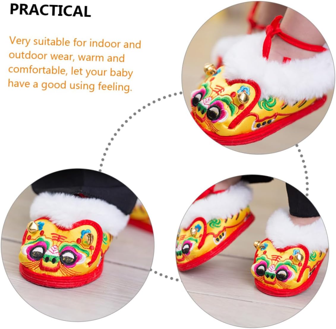 Tiger Baby Slippers Warm Toddler Shoes 23eu Coral Fleece Red