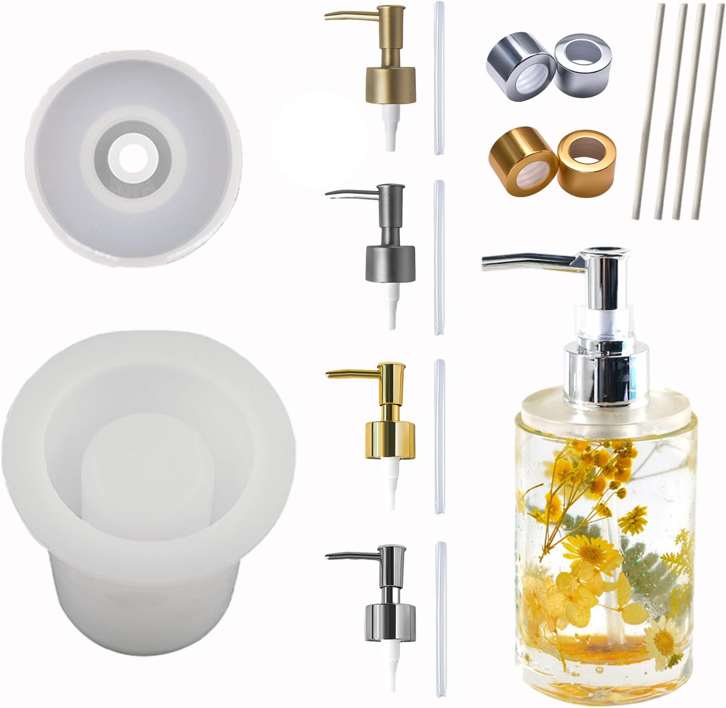 Silicone Resin Soap Dispenser Kitchen Dishwashing Liquid Mold, Aromatherapy Diffuser Casting Mold for Bathroom Decoration (K)