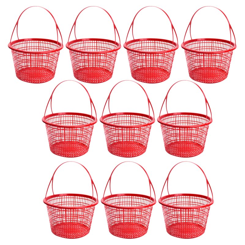 INOOMP 10pcs Plastic Berry Baskets Fruit Picking Basket with Handle Strawberry Basket Storage Blueberry Container for Summer Picking Fruits