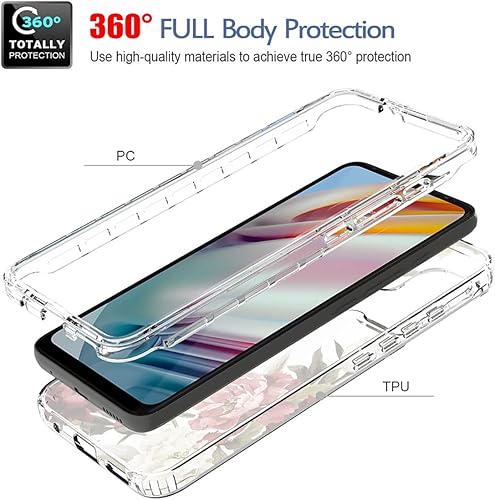Miniatura 3 de Funda protectora de cuerpo completo para Motorola Moto G60 con protector de pantalla de vidrio templado para Motorola Moto G60 Flower
