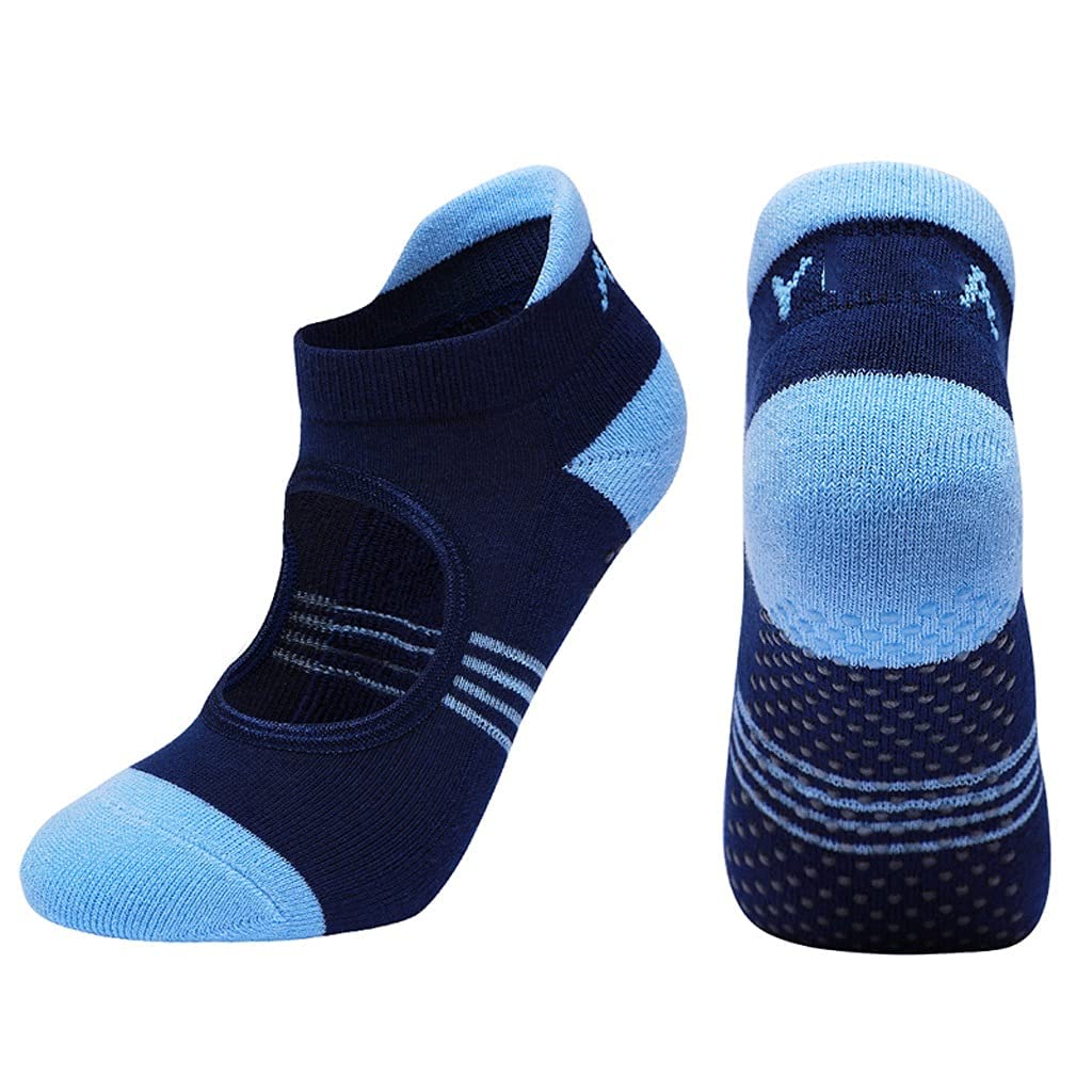 Frauen Yoga Socken Handtuch Unterseite Atmungsaktive Anti Slip Backless Pilates SockenBallet Tanz Sport Socken for Fitness-Fitnessstudio (Farbe: Blau Größe: 4.5-8.5)