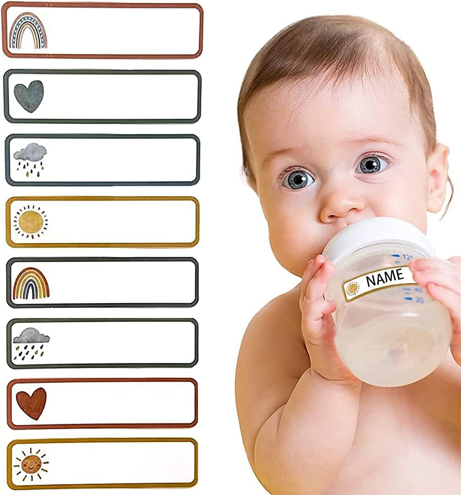 Baby Bottle Labels for Daycare,Kiwinvou Writeon Name Labels for Kids