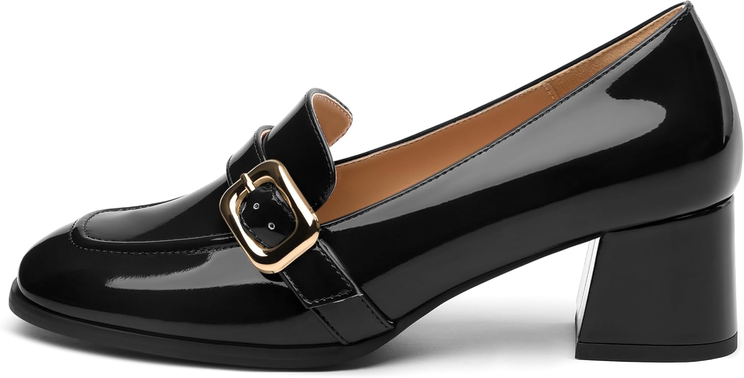 Women's Closed - Toe Loafers with Chunky Heel, All - Weather Solid Dress Pumps for Work and Daily Wear - Image 2