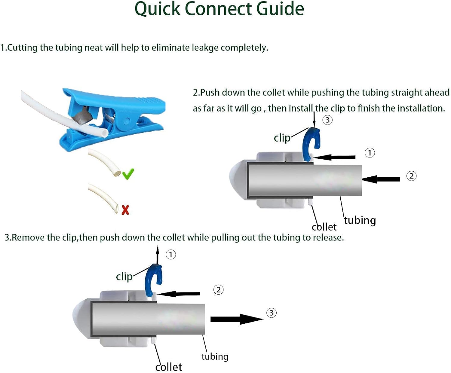 ESHIONG Hose Bib Quick Connect Adapter for Reverse Osmosis water filter,NSF Certified 3/4" Female Thread to 1/4" OD Push to Connect Plastic ro Fittings .（Pack 6）