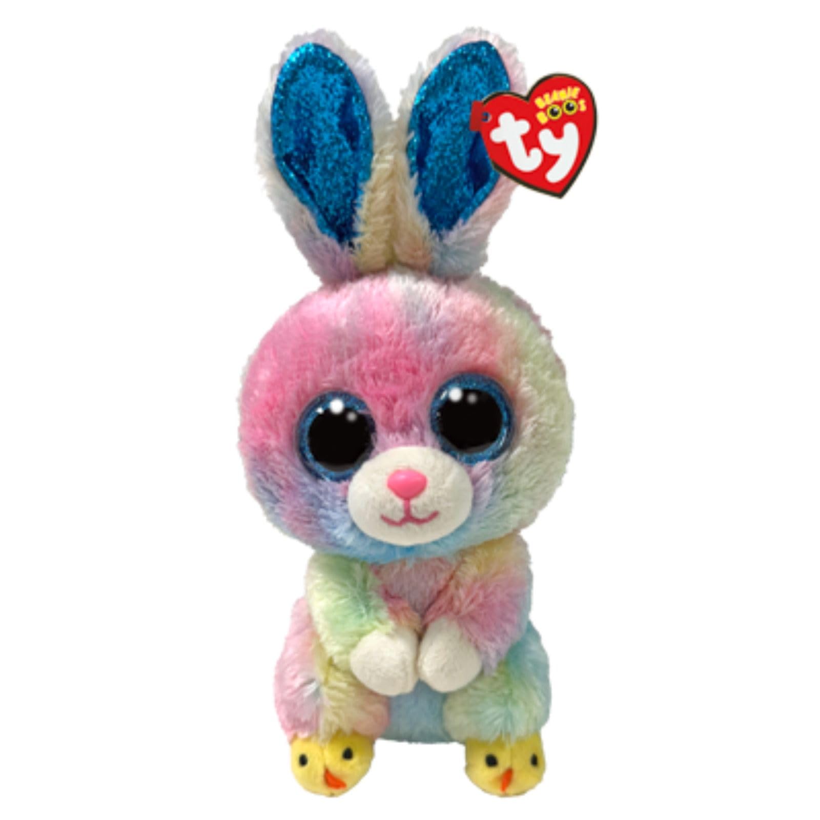 TY Twitches Rabbit Easter Beanie Boo 14cm Soft Plush Toy Collectible Stuffed Plush Easter Gift for Kids, Multicolor