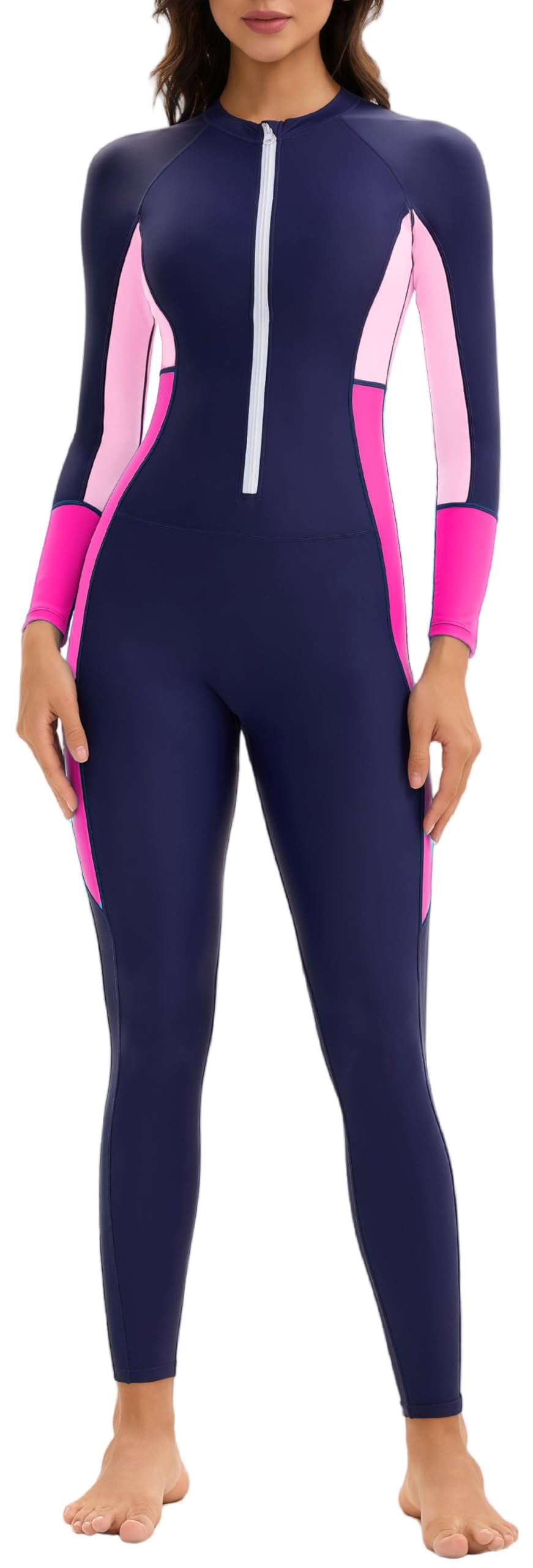 Maillot de Bain Integral Femme Rashguard Combinaison Femmes Maillot Une Pièce Sports Nautiques Surfing EU XS-3XL=Tag S-4XL