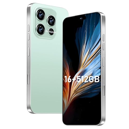OEJBK 16PM Smartphone New Upgrade 16GB+512GB/6.99" Display 68+108MP Zoom Camera,Tempered Glass Finish, 7000mAh Android 14 Smartphone (Cyan)