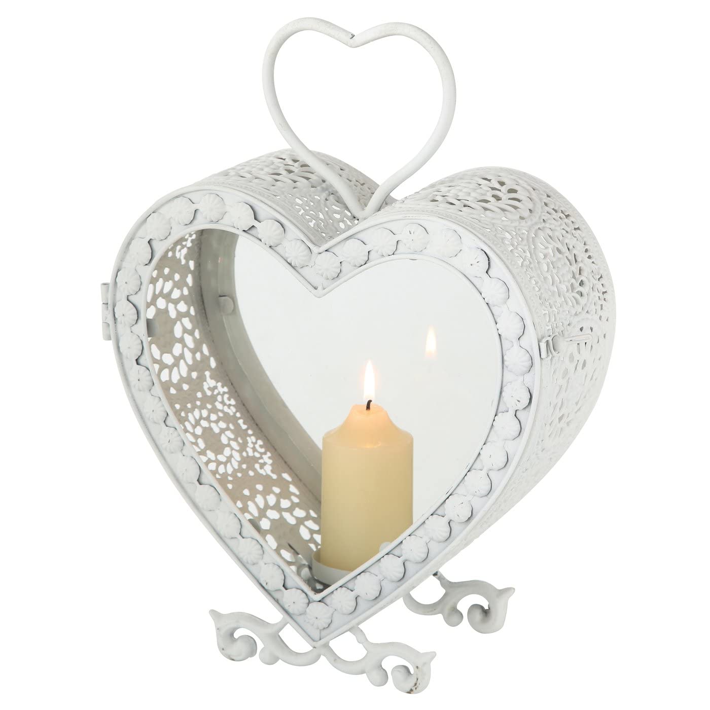 Laterne Herz weiß Windlicht zum Aufhängen Windlicht mit Ornamente Gartendeko Metall Hochzeit Taufe Geburtstag | Gartendeko, Hochzeit, Taufe, Geburtstag