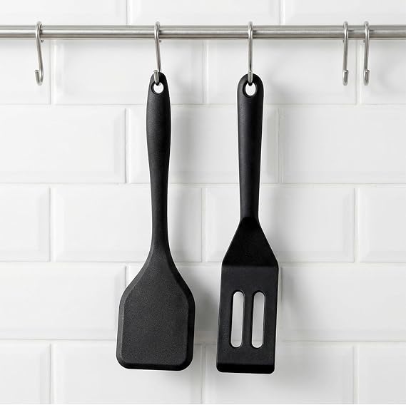 Mini Spatula Silicone Spatula Small Spatula Silicone Spatula Small Silicone Cooking Spoon Heat Resistant Silicone Slotted Spatula for Kitchen Flip Roasting Mixing Draining Pack of 2