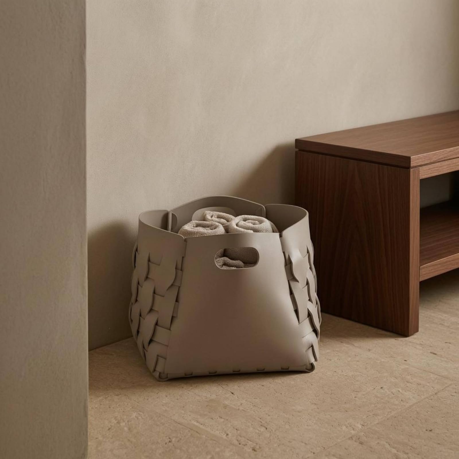 Cesto de Ropa Cesto de Almacenamiento Cesta Organizadora Cesta Plegable de Cuero con Asas Recortadas Adecuado para Ropa Juguetes Sala Hogar, Negro