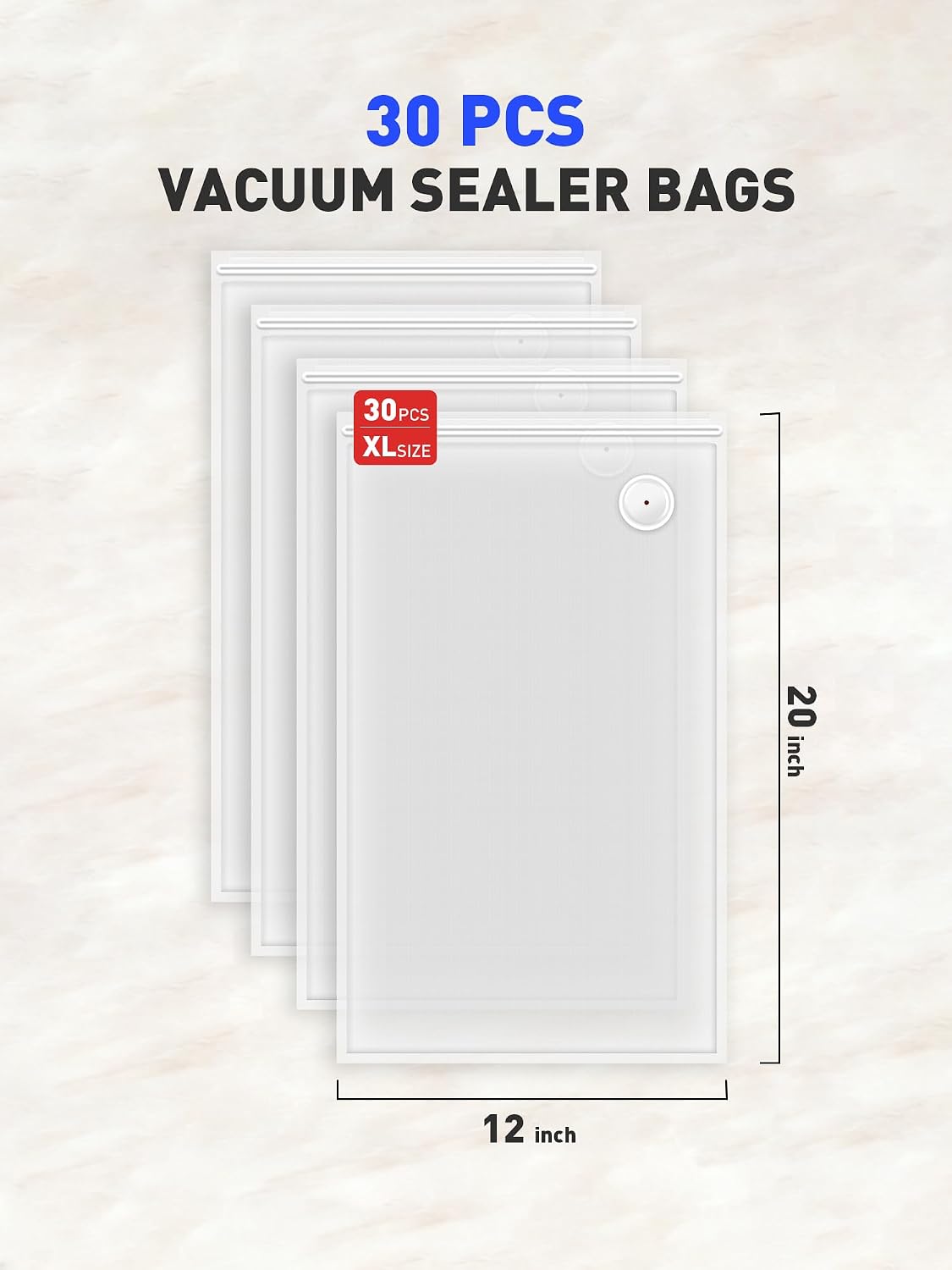 30 Pcs Reusable Vacuum Sealer Bags for Food, XL Size BPA-Free Vacuum Storage Bags with Sealing Clips & Leak-Proof Design for Sous Vide Cooking, Freezer, Microwave Heating image 2