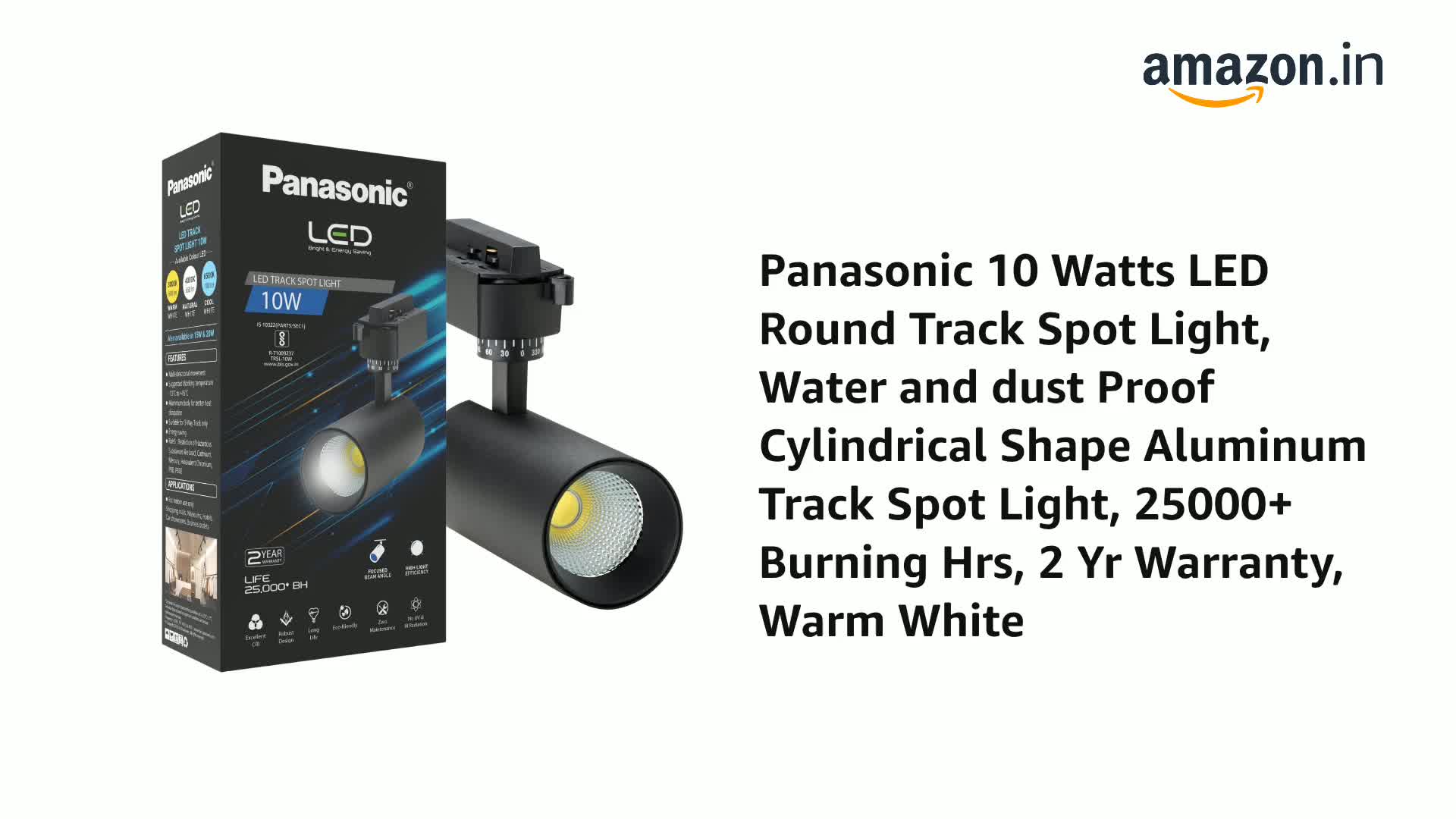 Panasonic 10 Watts LED Round Track Spot Light, Water and dust