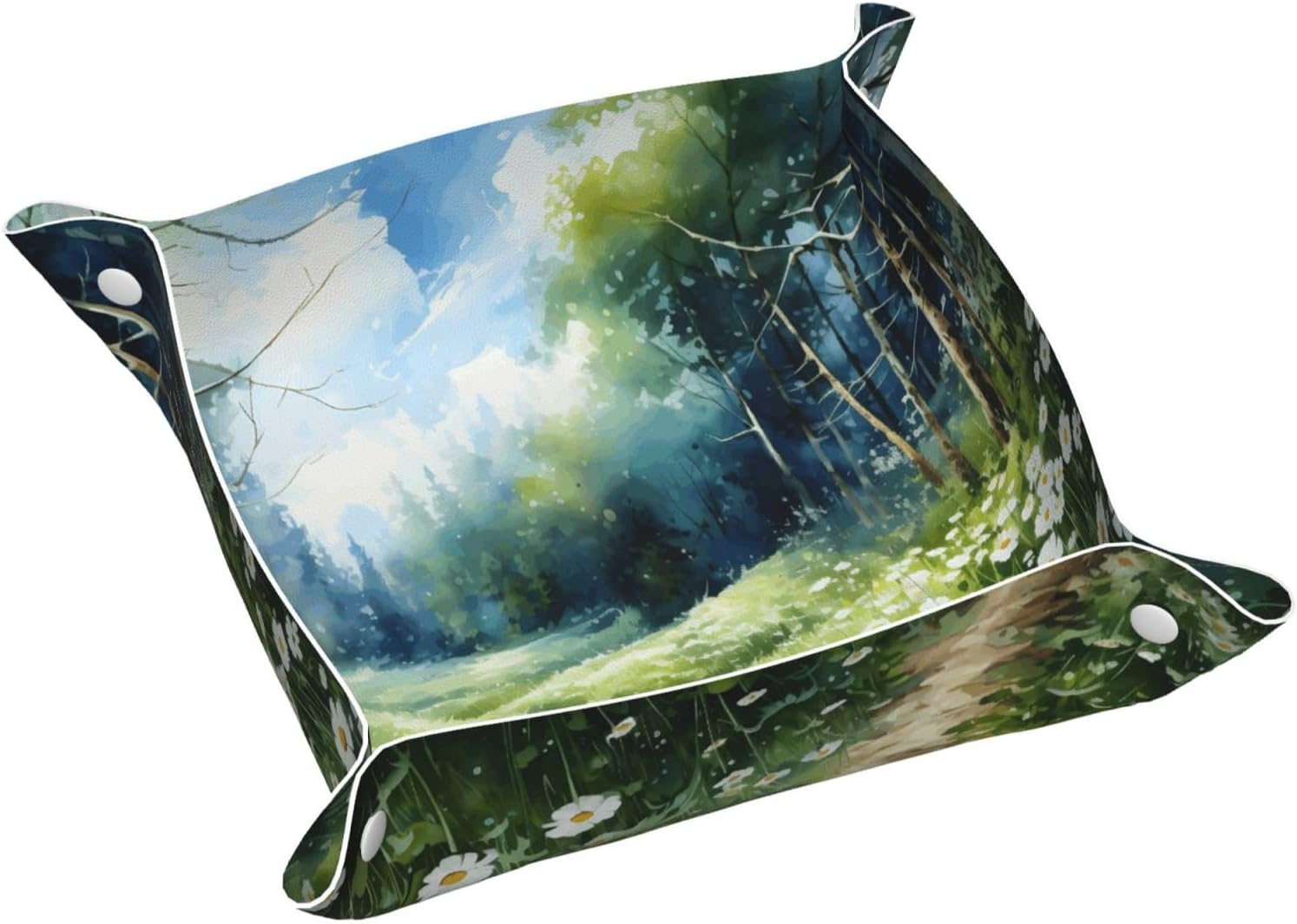 Forest Landscape Valet Tray for Women Bedside Vanity Trays, M