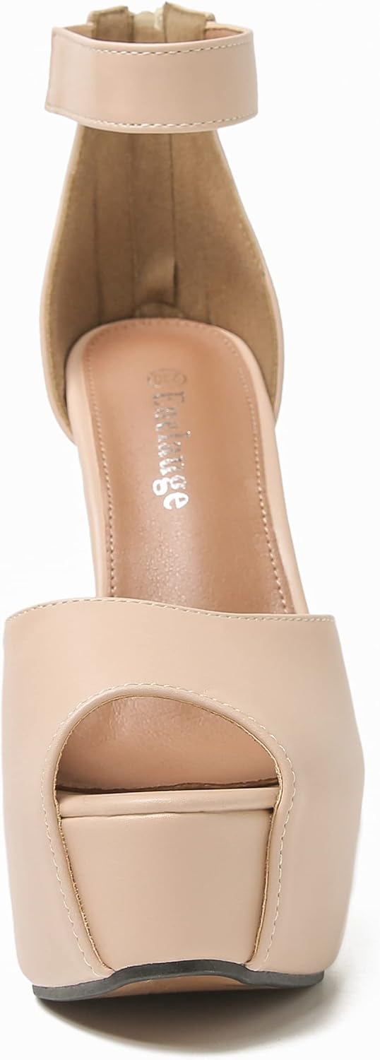 Enelauge Women's Sexy Ankle Straps Peep Toe Buckle Platform Stiletto Wedding Party High Heels Sandals - Image 6