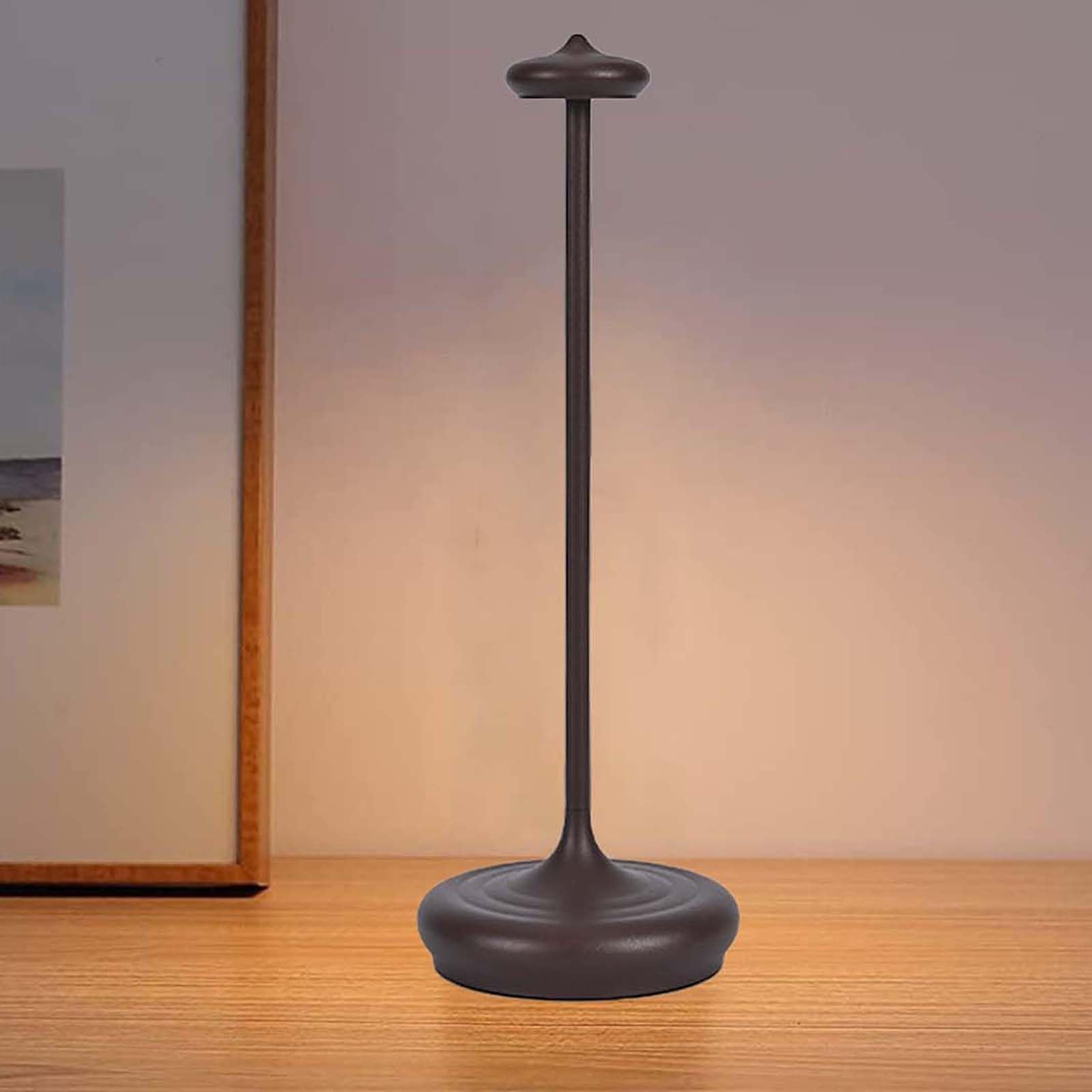 Dimmbare LED Akku Tischlampe, LED Tischleuchte Kabellos Touch mit 3 Farbtemperatur Pilz Lampe Leselampe aus Aluminium Schreibtischlampe mit USB-C für Restaurant, Schlafzimmer, Bar,Schwarz