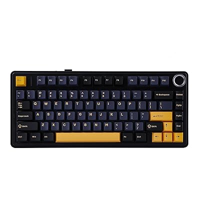 EPOMAKER x Aula F75 Gasket Mechanical Keyboard, 75% Wireless Hot Swappable Gaming Keyboard with Five-Layer Padding&Knob, BT/2.4GHz/USB-C, RGB (Black, Ice Vein Switch)