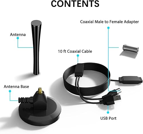 Miniatura 8 de Antena de TV HD 2023 con base magnética fuerte, antena de TV digital para interiores para Smart TV, alcance de 300 millas con amplificador de señal