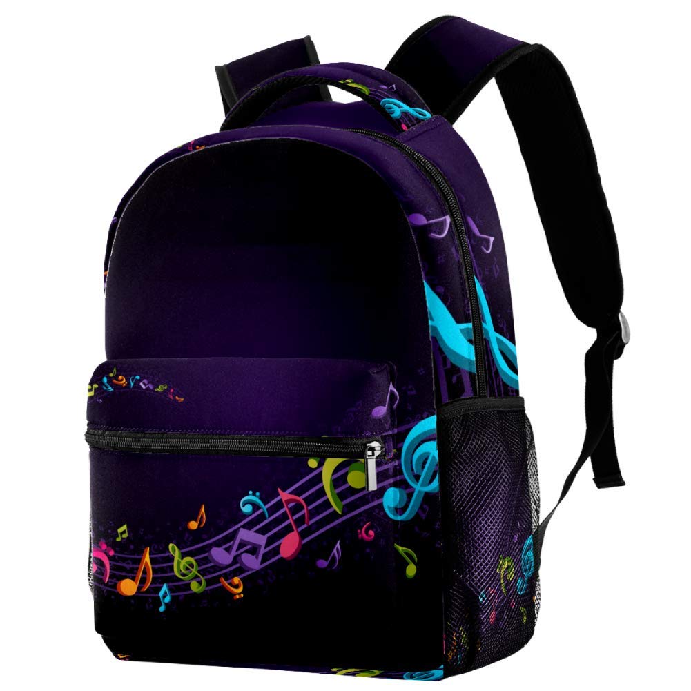 Lorvies Rucksack mit Musiknoten und Schulterriemen für Schule, Studenten, Reisetasche