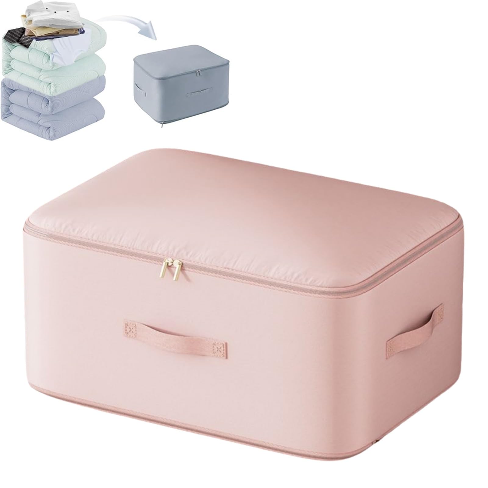 KSGSFSA Super Space-saving Compressed Duvet Storage Bag with Large Capacity and Zipper, Can Store Quilts, Clothes, Blankets, and Bedding(Pink,54 * 42 * 60cm)
