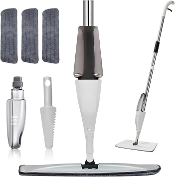 Spray Mops for Floor Cleaning, Microfiber Wood Floor Spray Mop with 3 Reusable Washable Mop Pads Dry Dust Wet Mop for Hardwood Laminate Wood Ceramic Vinyl Tile