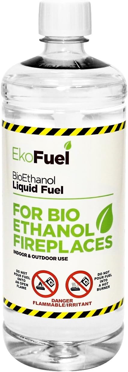 EKOFUEL Premium Bioethanol Fuel – Bio Ethanol Liquid Fuel for Fires Pits, Fireplace | High Purity Clean Burning Bioethanol | Indoor & Outdoor Ethanol Fuel | Bioethanol Fuel Liquid (1 Litre)