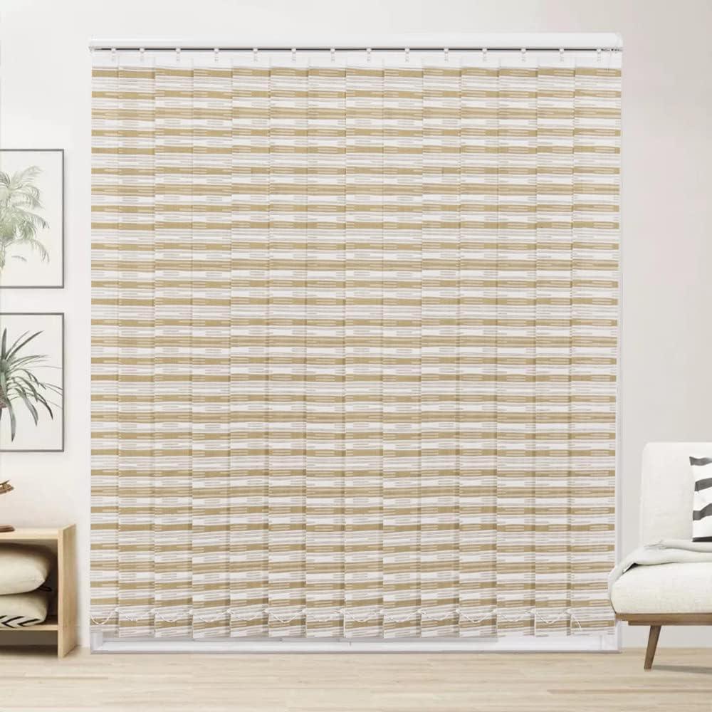Vertical Blinds for Sliding Doors, Made to Order Weaved Grass Light Filerting UV Protection Vertical Window Shades for Patio, Room Divider, Office, Orange