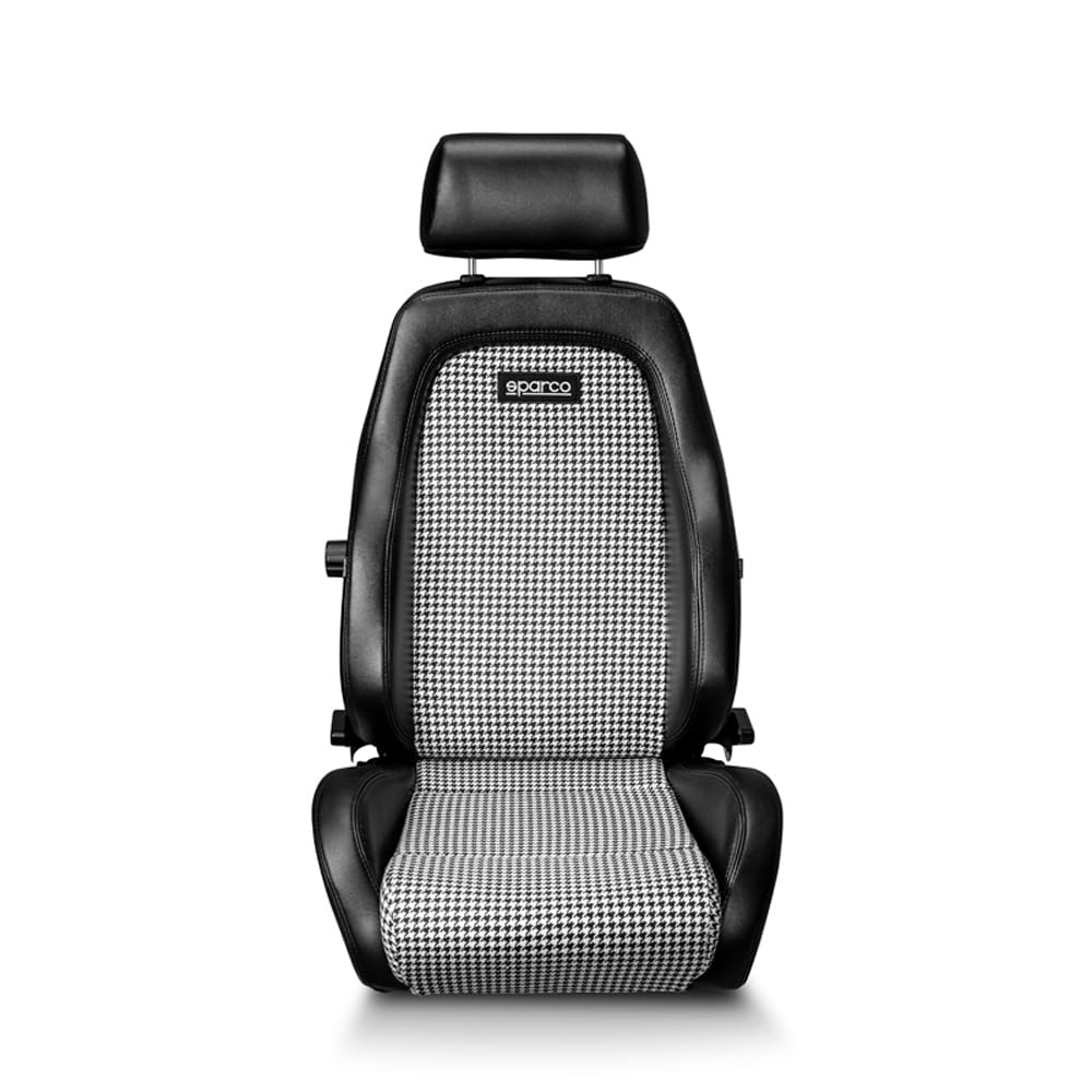 Sparco Siège Baquet GT - Skaï Noir + Microfibre Noir/Blanc 'Retro' - Réglable