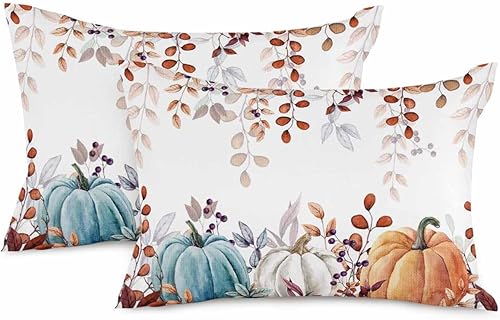 Juego de 2 fundas de almohada con diseño de árbol de Navidad de 18 x 18 pulgadas, fundas de almohada cuadradas de lino y algodón para patio, sofá y