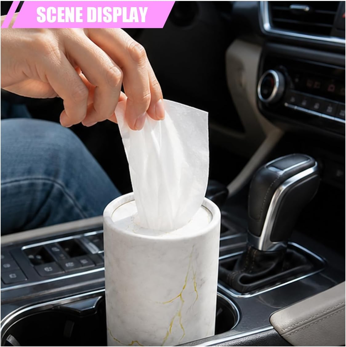 2PCS Car Tissue Holder, Round Car Cup Holder Tissue Cylinder, White image 4