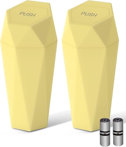 Vista 8 de HOTOR Bote de basura para automóvil, paquete de 2 con 30 bolsas de basura, mini accesorios esenciales para el interior del automóvil, a prueba