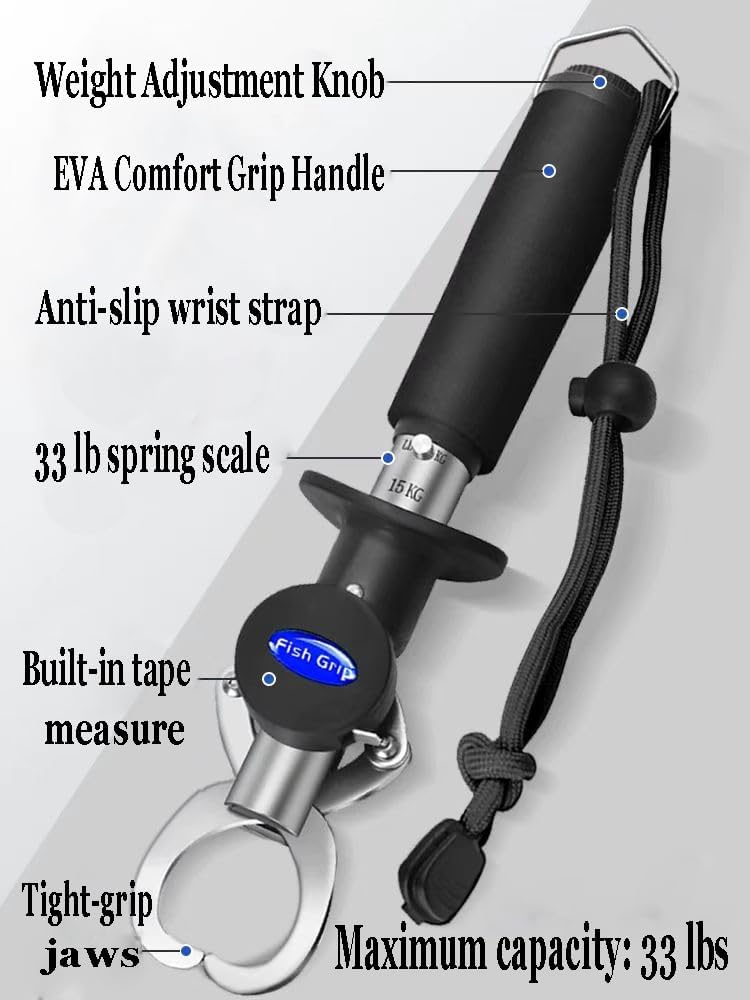2-Piece Fishing Tool Set with Pliers, Hook Remover, Built-in Ruler, Saltwater Resistant, Black, Includes Lanyard Sheath