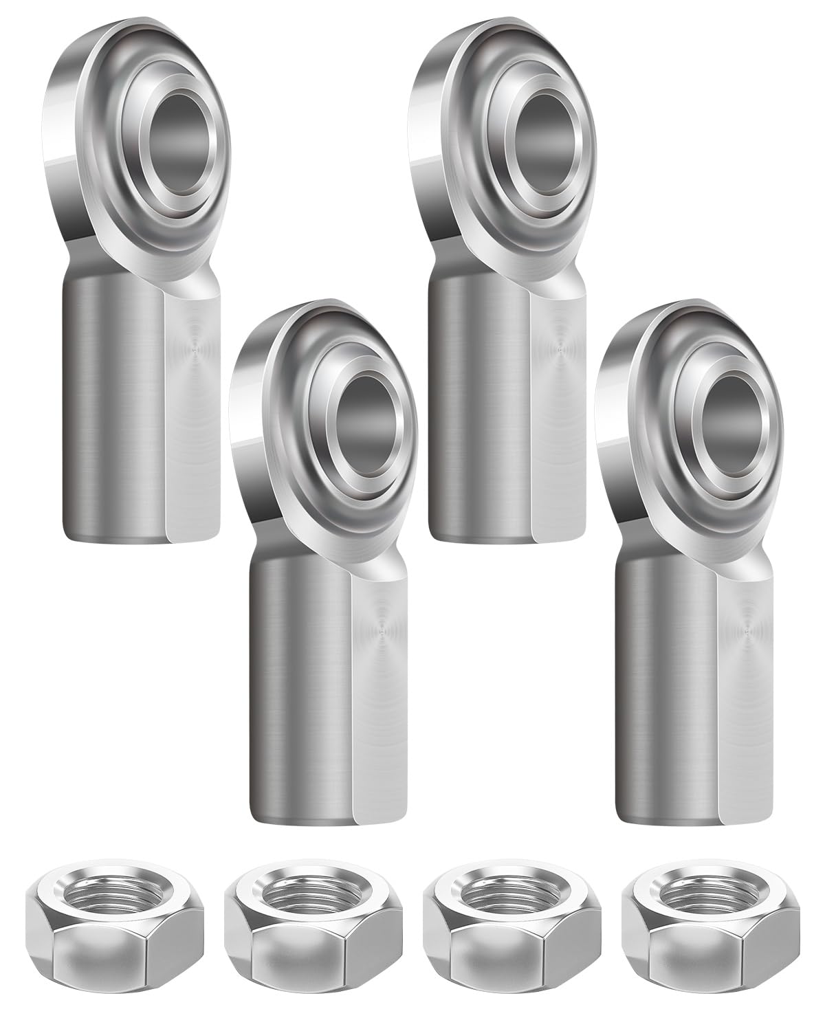 4 Pcs 1/2 x 1/2-20 Rod End Bearing Heim Joints, Stainless 1/2"- 20 Thread x 1/2" Bore Right Hand Female Thread Heim Joint with Jam Nuts