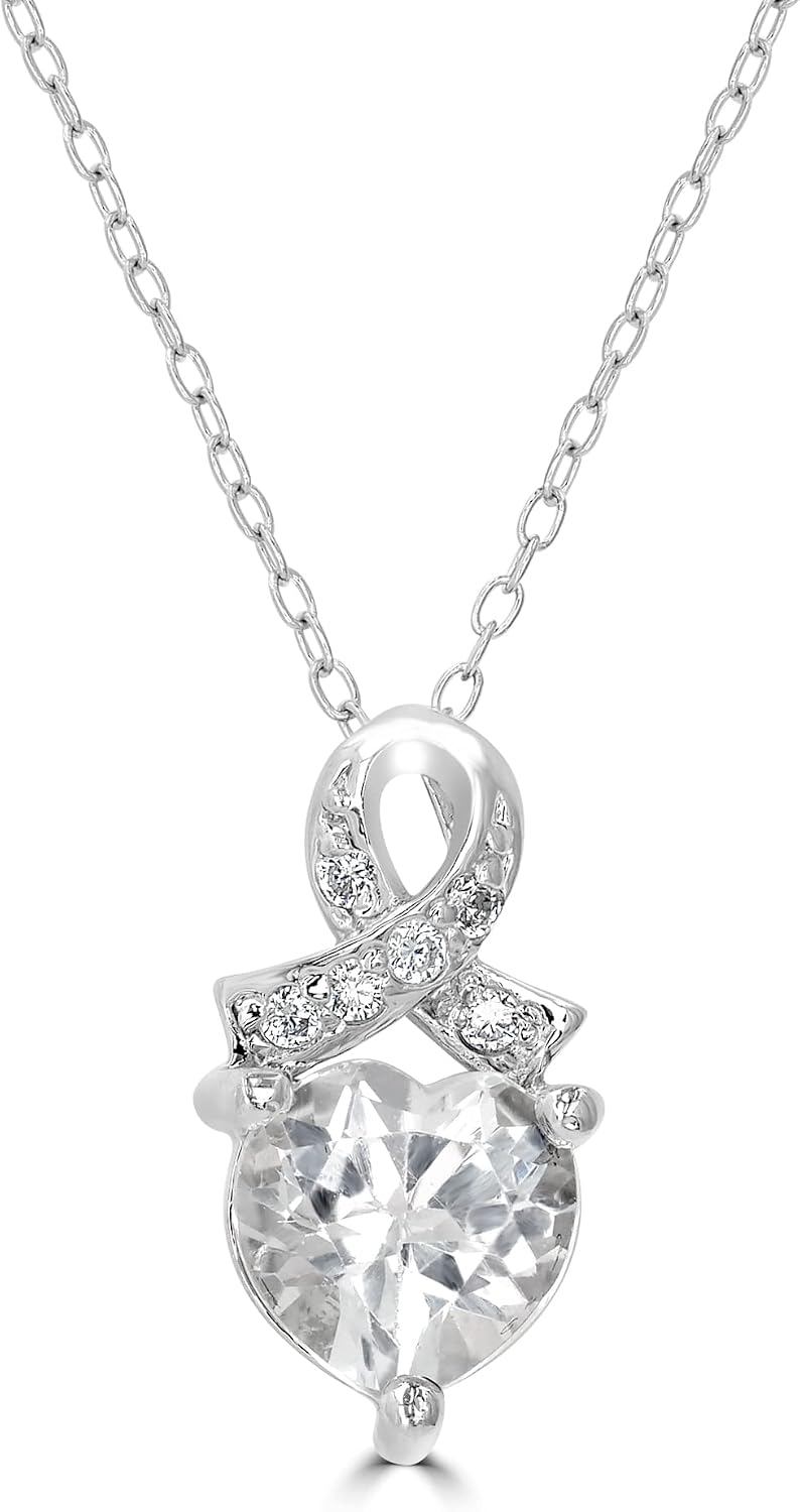 Womens & Gifts Sterling Silver Genuine Gemstone Pendant Necklace Birthstone Jewelry Gift for Her | Wedding | Birthday | Anniversary