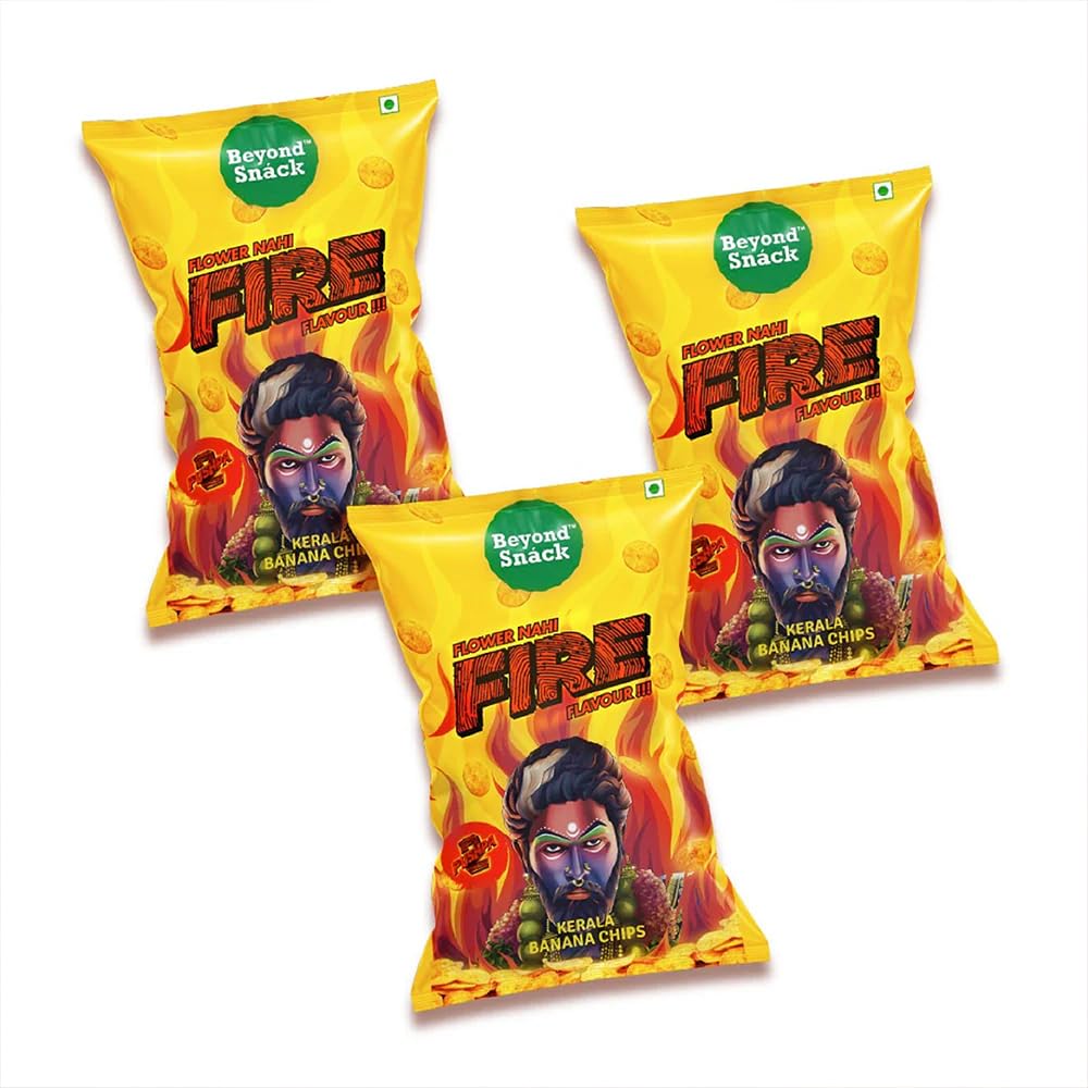 Beyond Snack Kerala Banana Chips limited edition Puspha2 - Fire flavour 300gms (100G * 3Packs)
