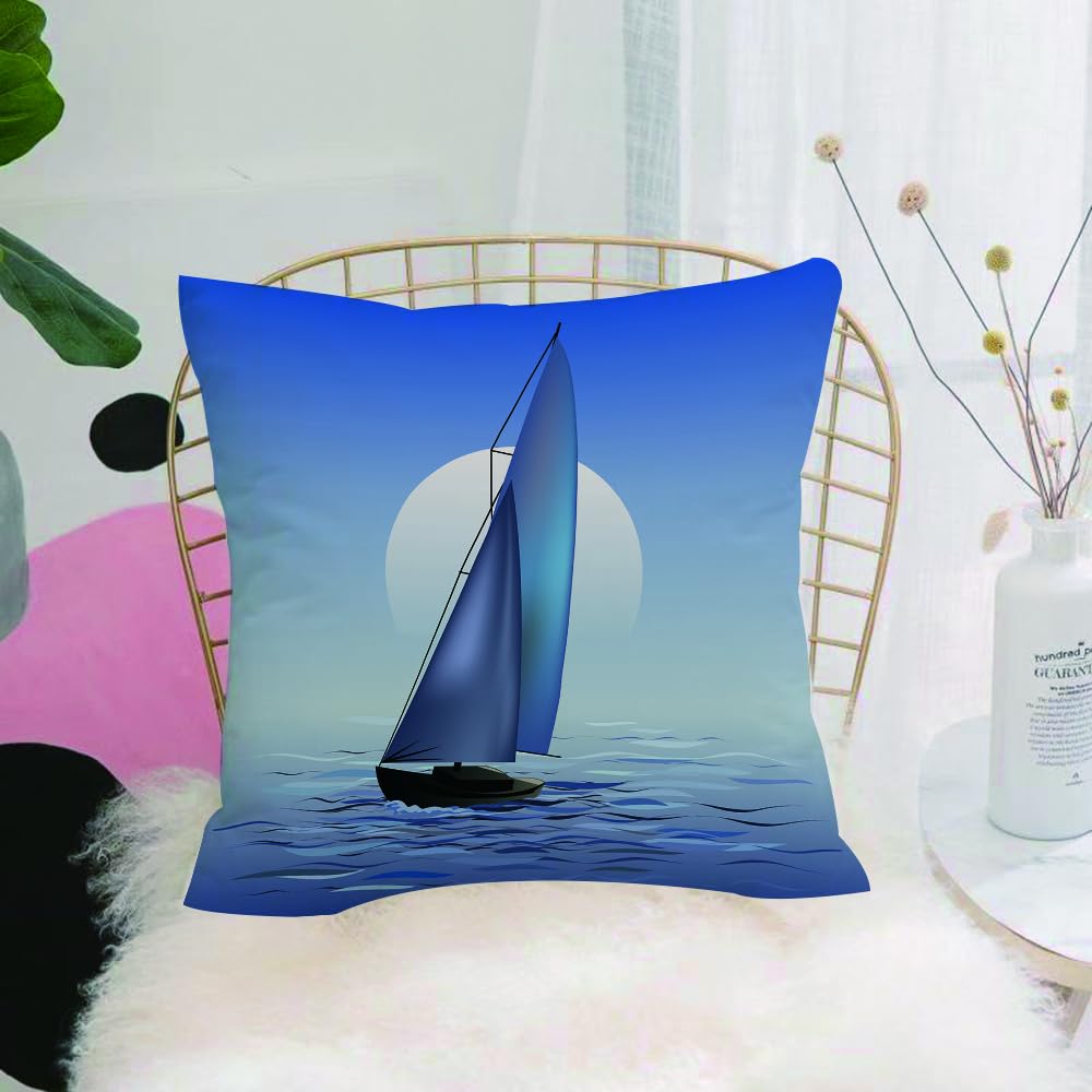 HYOSXW Cushion Cover,Throw Pillow Case Home Decorative for Living Room Bedroom Sofa Chair 16X16 Inch,l, sailboat in the moonrise Dramatic sky Ocean reflections,Pillowcase 40X40cm