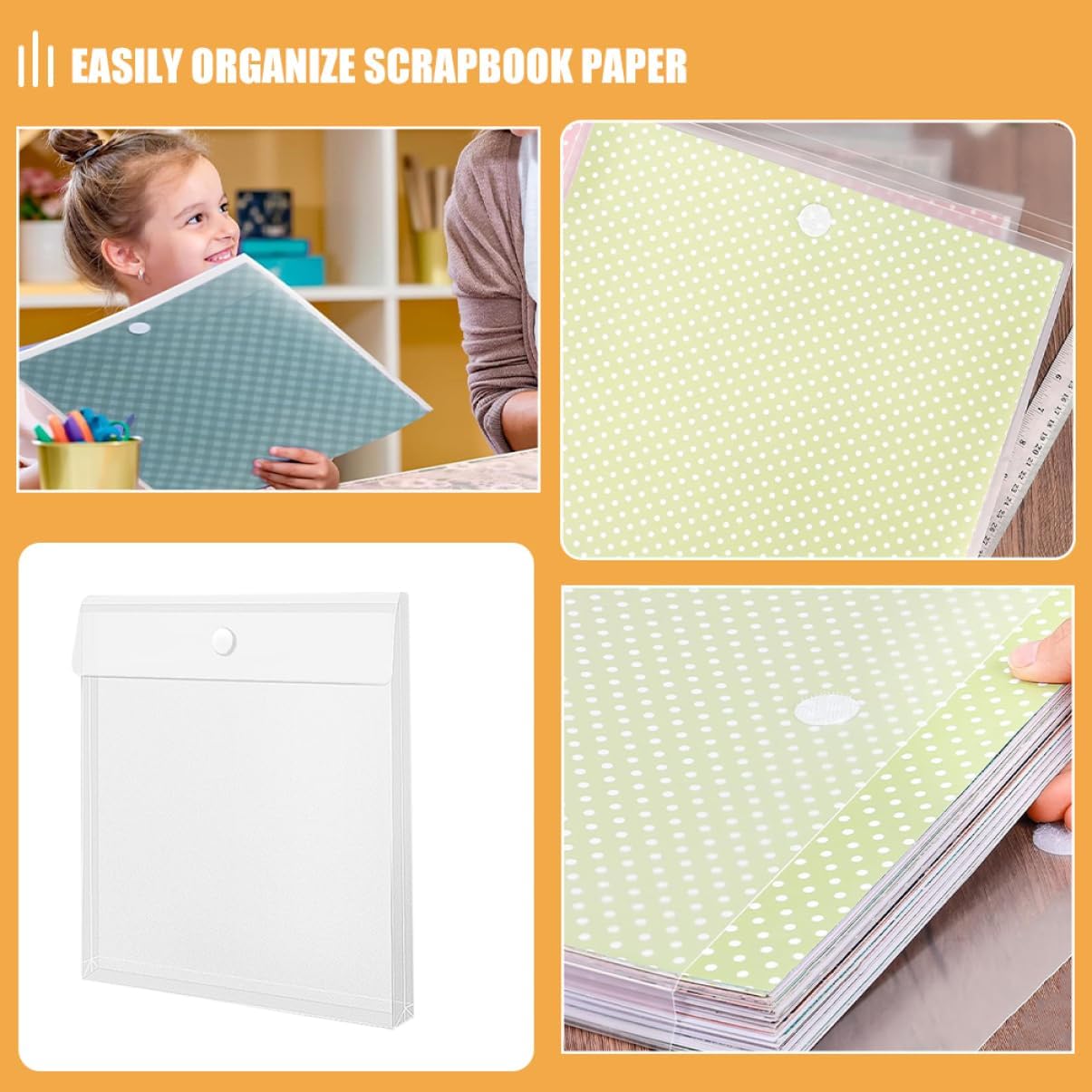 Angoily 12pcs Transparent Vertical File Envelopes for Document Storage Plastic Folders for Scrapbook Paper Photos and Paper Files Organizer for Effortless Management
