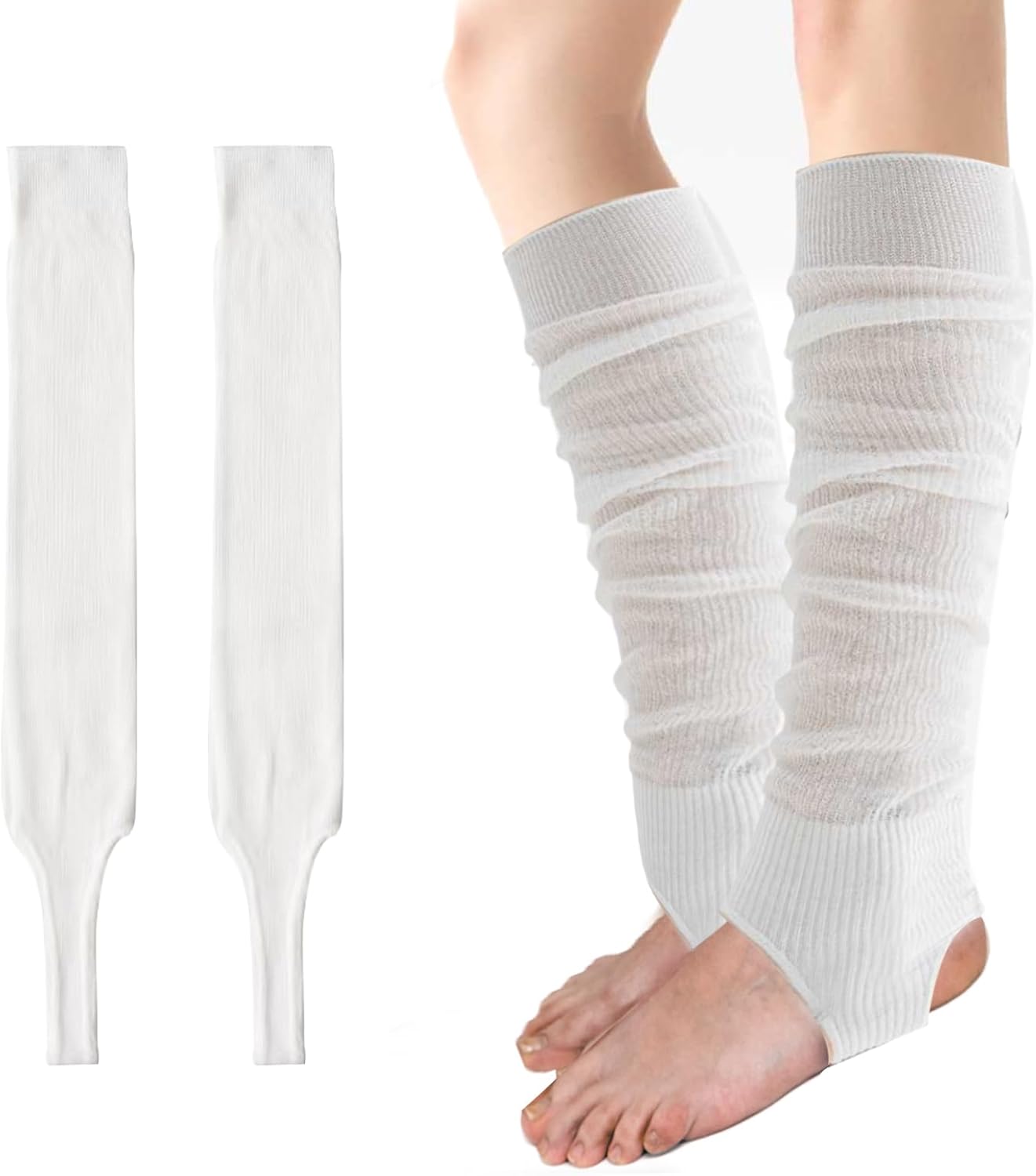Women Knitted Stirrup Leg Warmers Thin Thigh High Socks Stacked Socks Ballet Pile Up Sock
