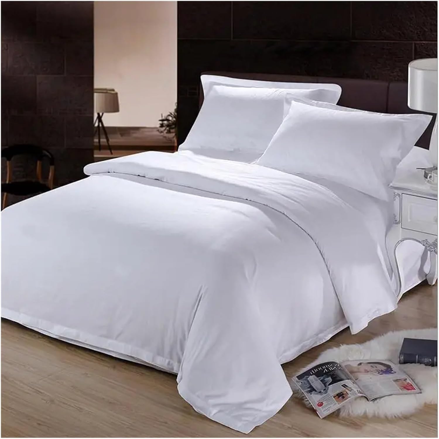 White Duvet Cover Set Queen King Size Luxury Bedding Set Cotton Soft Bedclothes Bed Sheet Pillowcases,Bed