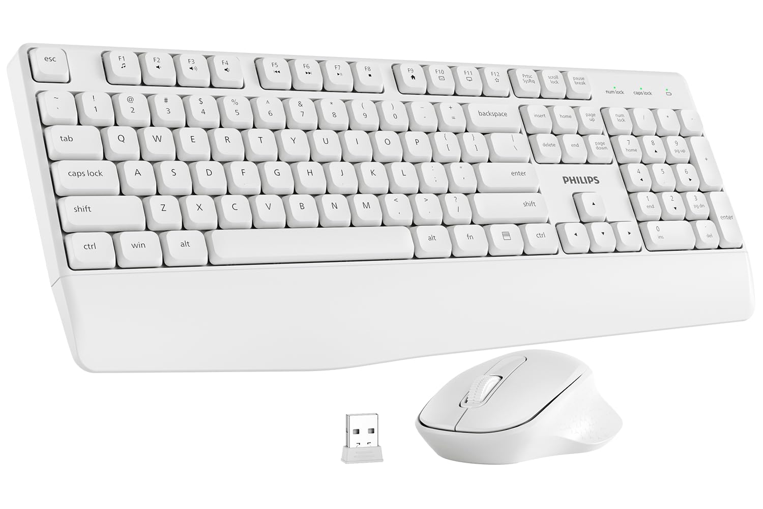 PHILIPS Wireless Keyboard and Mouse Combo-Ergonomic Keyboard and Mouse Wireless Combo with Silent Design,Plug n' Play,Sleep Mode and 2.4GHz Wireless Keyboard for Mac, Windows, Laptop-White-image-39