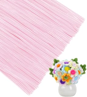IOOLEEM Pipe Cleaners, 200pcs Light Pink Flower Making Chenille Stems