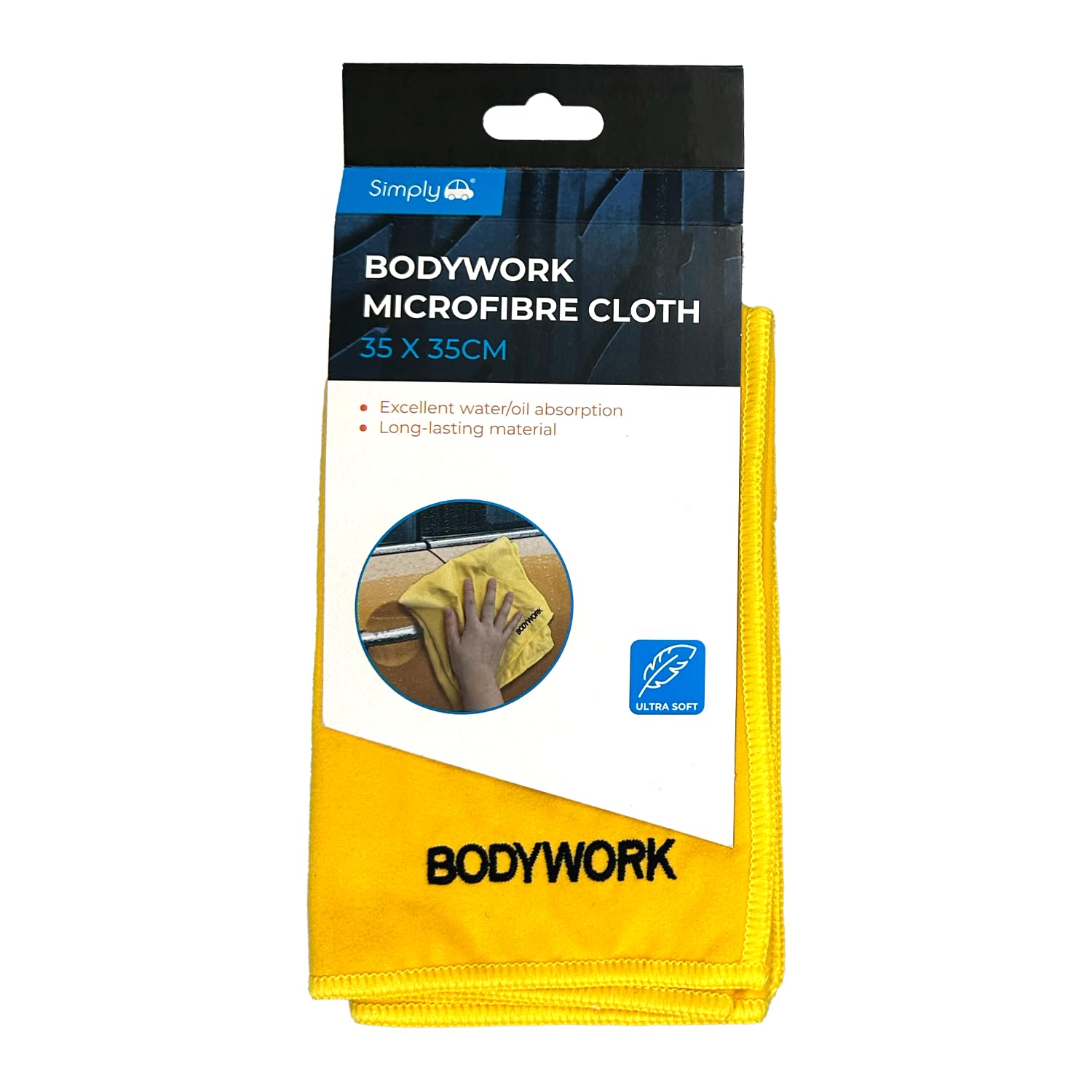 Simply Auto Microfibre Car Drying Cloth - Yellow - Ultra-Soft, Non-Scratch, High Absorption
