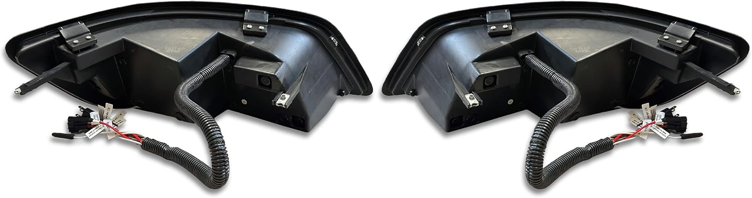 KOZAK LED Headlight 12V Black Driver and Passenger (Right and Left Side) Compatible with Hino 2014-2016 PLUS Logo, 2x 22 Windshield Wipers, License Plate Frame Reflective Vest