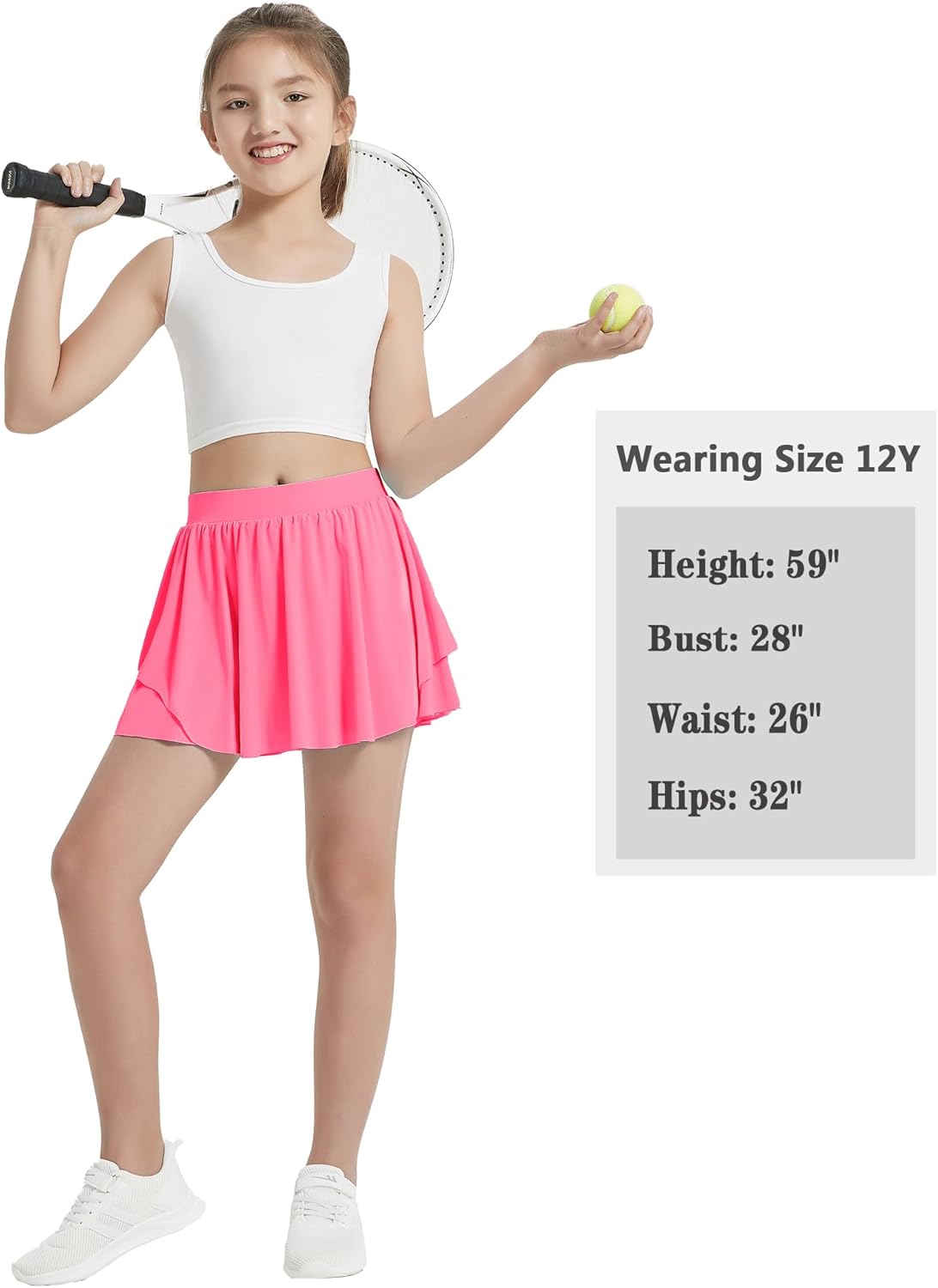 EXARUS Girls Tennis Skirts with Pockets Kids Athletic Skorts Golf Cheer Mini Tiered Skirt High Waisted Shorts 6-14Y - Image 6