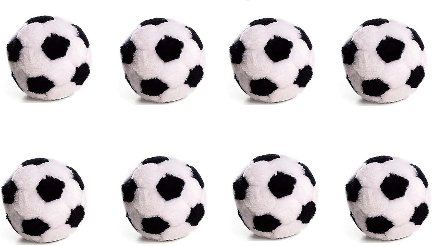 Dog Toys Soft Plush Soccer Ball Squeaker Black and White Sports Fetch Play 4.5" (8 Soccer Balls)