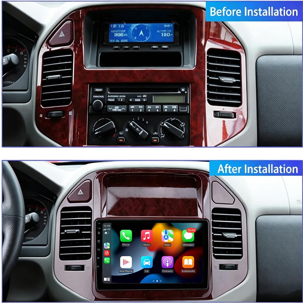 RoverOne Autoradio stéréo pour Mitsubishi Pajero V73 V77 V68 V75 1999-2006 avec CarPlay Android Auto Lecteur multimédia GPS Navigation GPS Bluetooth WiFi