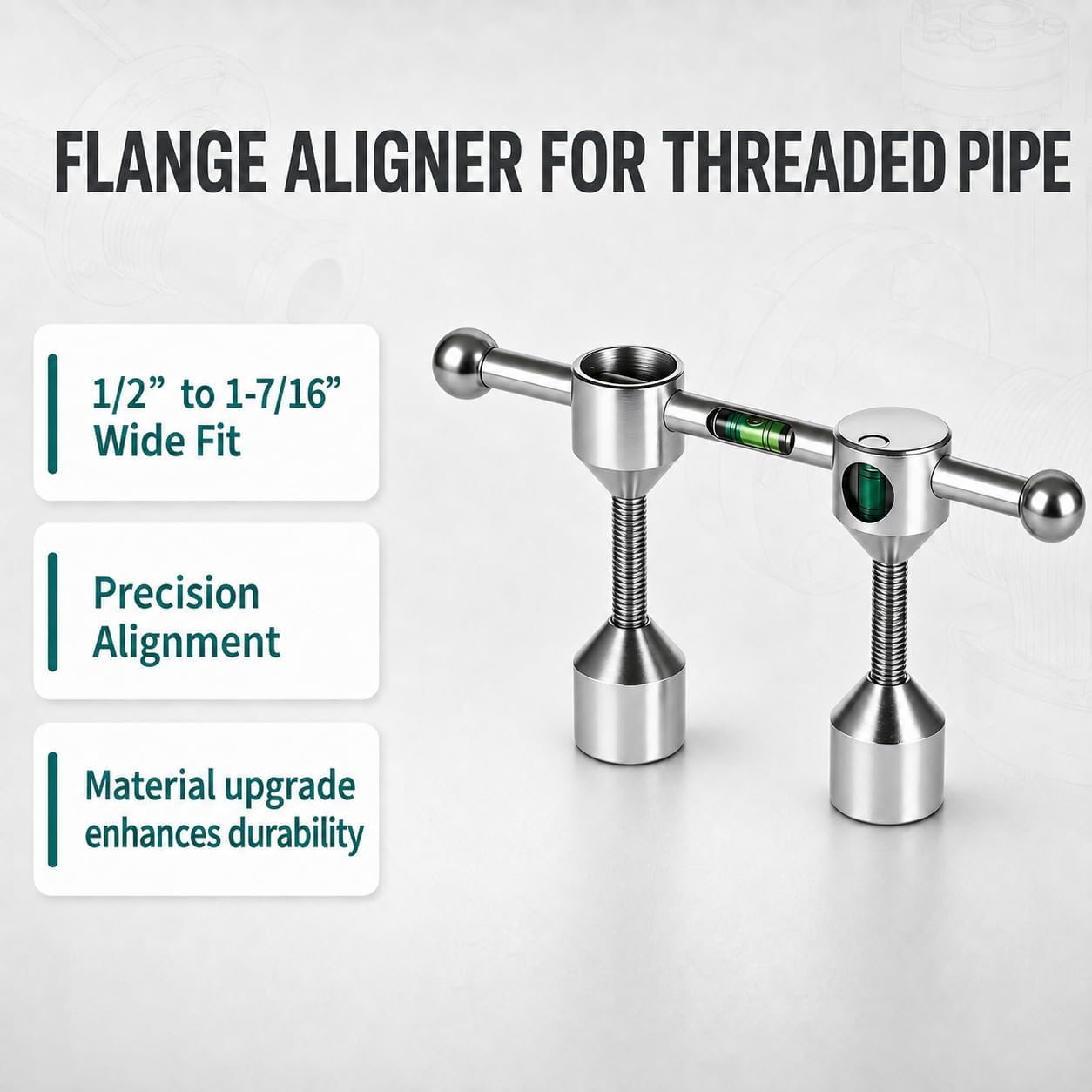 Flange Aligner Tool for Threaded Pipe | Fits 1/2” to 1-7/16” Bolt Holes, Precision Pipe Flange Leveling & Alignment Tool for Industrial Plumbing